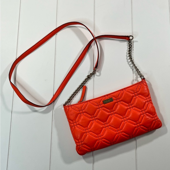 Kate Spade Quilted Cow Leather Coral Crossbody Bag - Picture 1 of 9